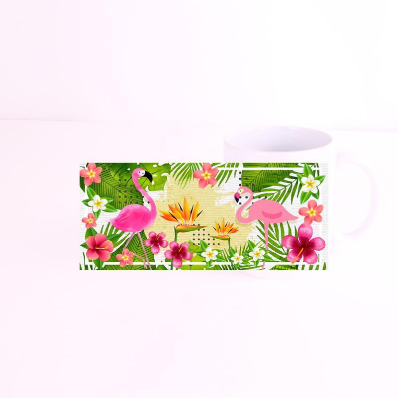 verano flamencos flores Blanca