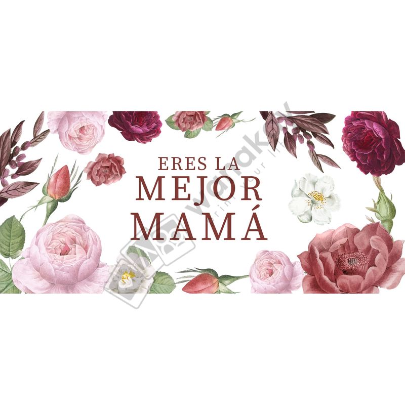 FOAM RECTANGULAR mama eres la mejor mama flores Marca de agua