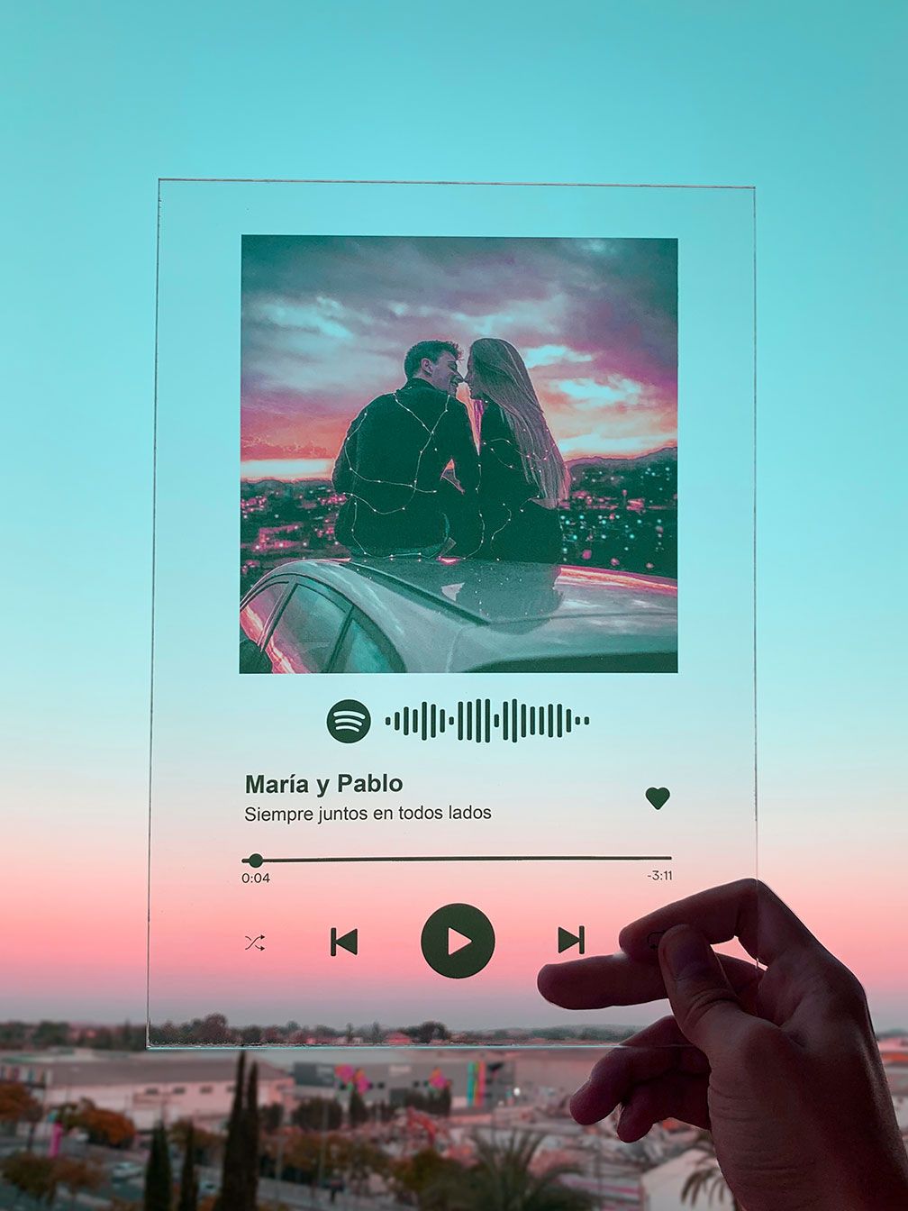 Placa metacrilato sencilla con canción Spotify personalizada