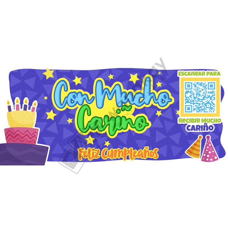 FOAM RECTANGULAR cumple con mucho cariño Marca de agua